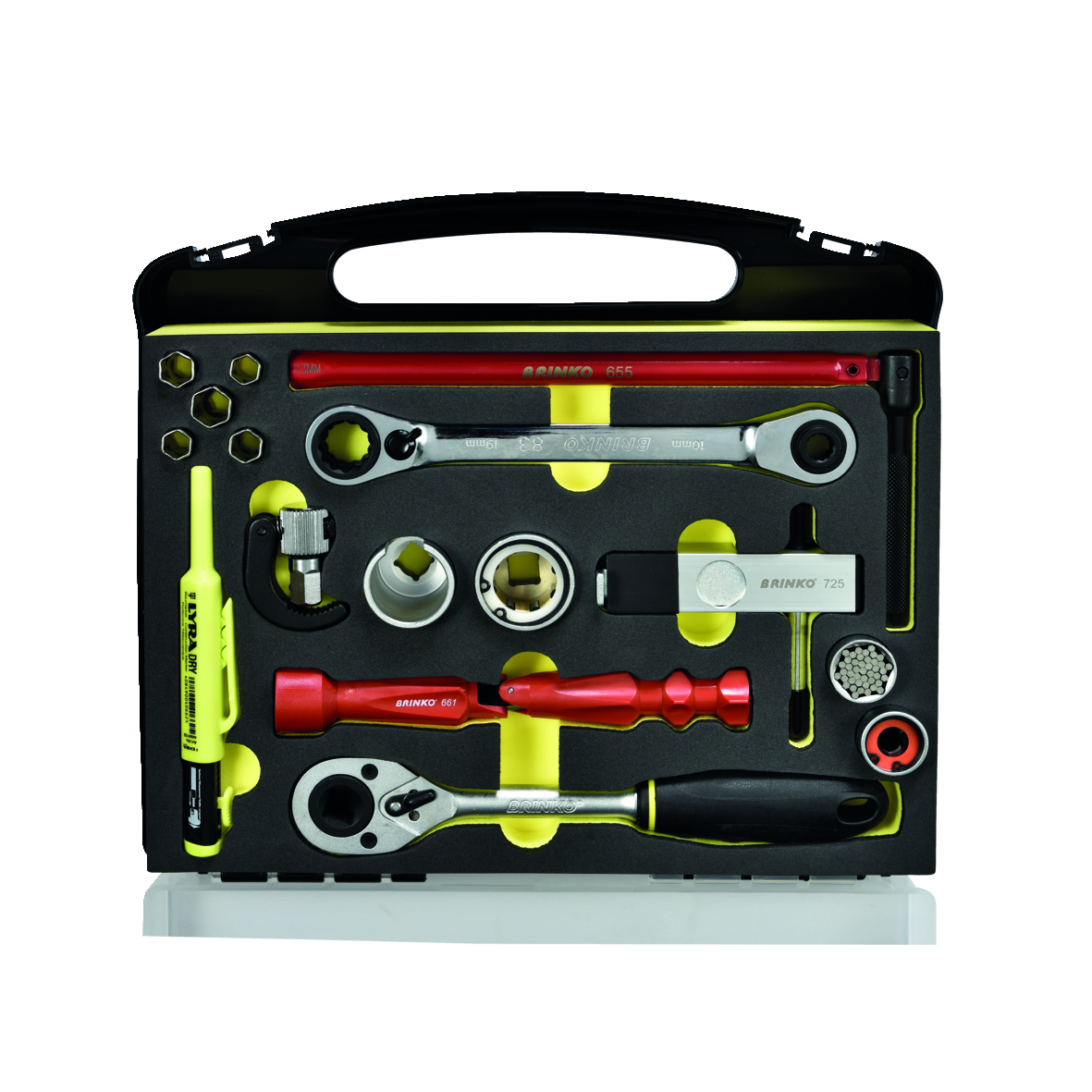 BRINKO Werkzeuge | Bad-Montage-Set 16-teilig „de | Handwerk für und luxe“ Profi-Werkzeugsortiment Industrie 